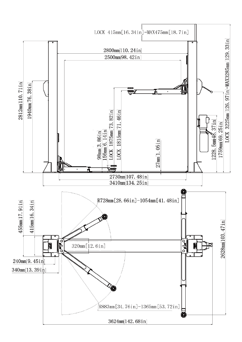 GB-TP-4.0 Two-post Lift(Manual Unlocking)