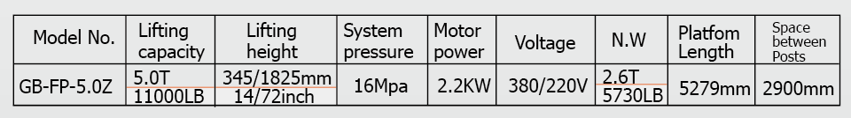 Four-post Lift GB-FP-5.0Z 