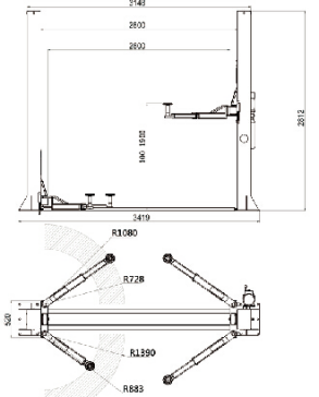 Pont élévateur à ciseaux d'alignement ultra-mince avec plate-forme principal et secondaire