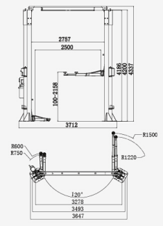 Ascensor de dos columnas de desbloqueo de control eléctrico